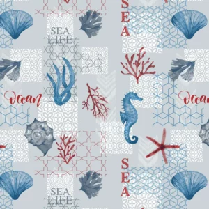 Toile Cirée Eté Mer Et Coquillage Sur FONTLYSHOP.COM Qualité Supérieure OEKO TEX Grande Longueur
