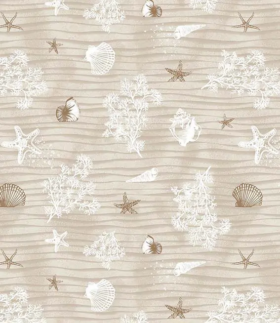 Toile Cirée Eté Mer Et Coquillage Sur FONTLYSHOP.COM Qualité Supérieure OEKO TEX Grande Longueur