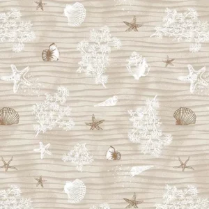 Toile Cirée Eté Mer Et Coquillage Sur FONTLYSHOP.COM Qualité Supérieure OEKO TEX Grande Longueur