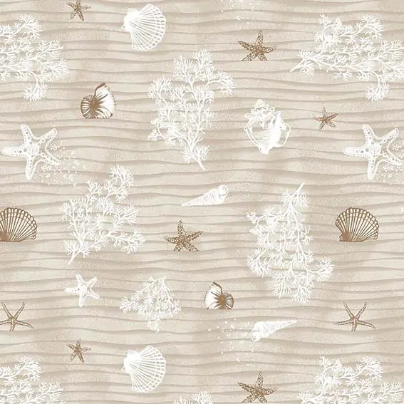 Toile Cirée Eté Mer Et Coquillage Sur FONTLYSHOP.COM Qualité Supérieure OEKO TEX Grande Longueur