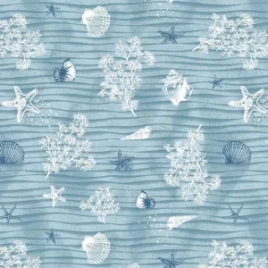 Toile Cirée Eté Mer Et Coquillage Sur FONTLYSHOP.COM Qualité Supérieure OEKO TEX Grande Longueur