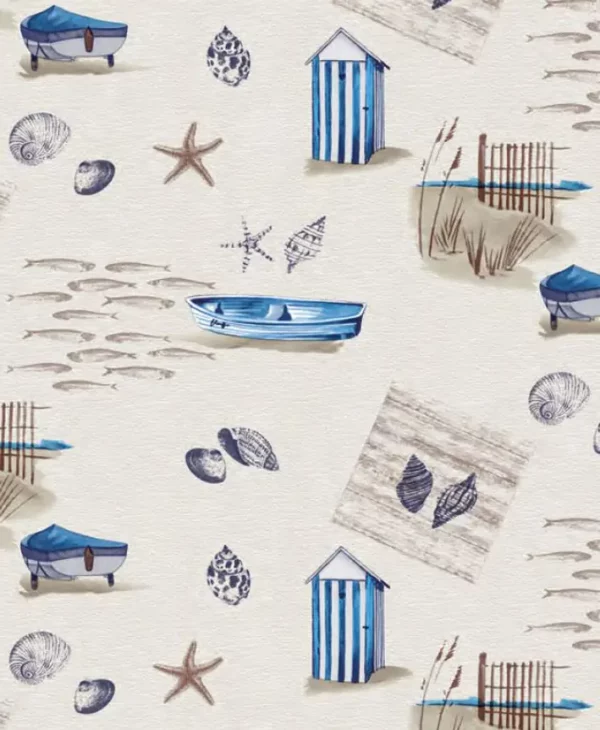 Toile Cirée Eté Mer Et Coquillage Sur FONTLYSHOP.COM Qualité Supérieure OEKO TEX Grande Longueur
