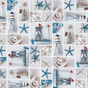 Toile Cirée Eté Mer Et Coquillage Sur FONTLYSHOP.COM Qualité Supérieure OEKO TEX Grande Longueur