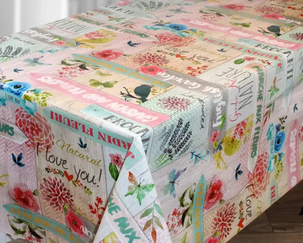 Nappe Toile Cirée Pas Cher Jardin Nature Sur FONTLYSHOP.COM Le Spécialiste De La Toile Cirée En Grande Largeur