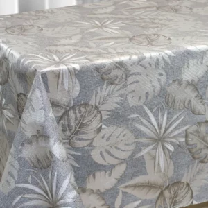 Nappe Toile Cirée Noël Epaisse Qualité Luxe Feuilles Gris Argent Grande Largeur Sur FONTLYSHOP.COM