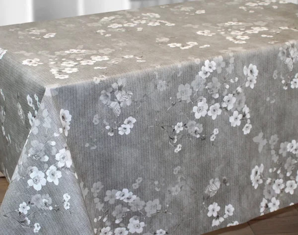 Toile Cirée Epaisse Noël Luxe Elégancia Surface Gaufrée Cerisier Gris Sur FONTLYSHOP.COM Le Spécialiste De La Toile Cirée En Grande Largeur
