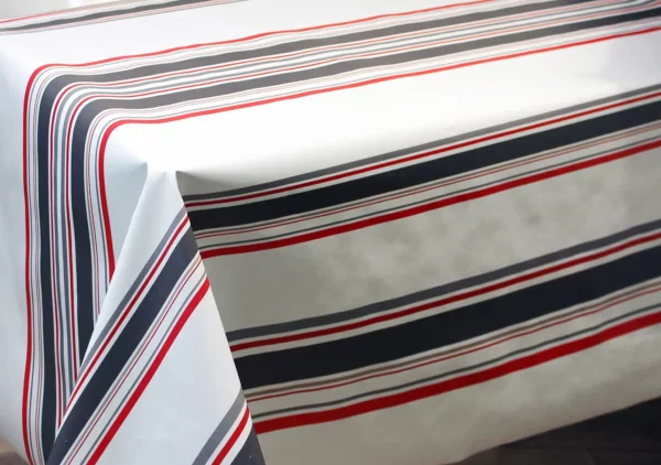 toile-ciree-basque-200140NF404-19-1_Guéthary_Basque_Rayures_Rouges_Grises Nappe Toile Cirée Basque Sur FONTLYSHOP.COM Le Spécialiste Des Grandes Largeurs