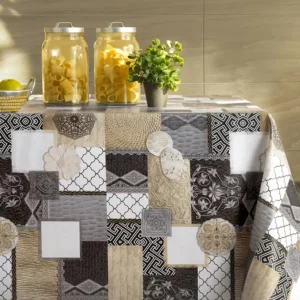 toile-ciree-boheme-grande-largeur-200160NF528-7_Bohême_Gris_Jaune Nappe Toile Cirée Grande Largeur 160 cm Sur FONTLYSHOP.COM