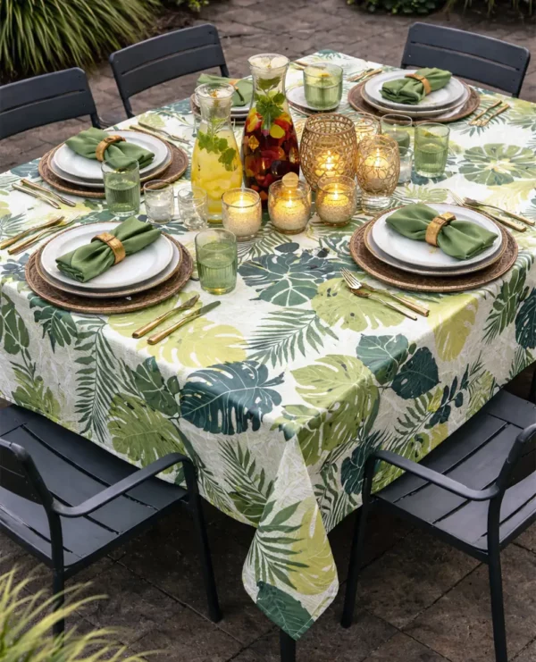 Nappe Toile Cirée Grande Largeur 160 cm Savane Vert Sur FONTLYSHOP.COM