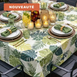 Nappe Toile Cirée Grande Largeur 160 cm Savane Vert Sur FONTLYSHOP.COM