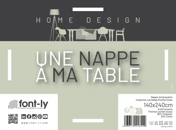 Nappe textile rectangulaire “Unie Corail” de 140x240cm : 20% Coton - 80% Polyester